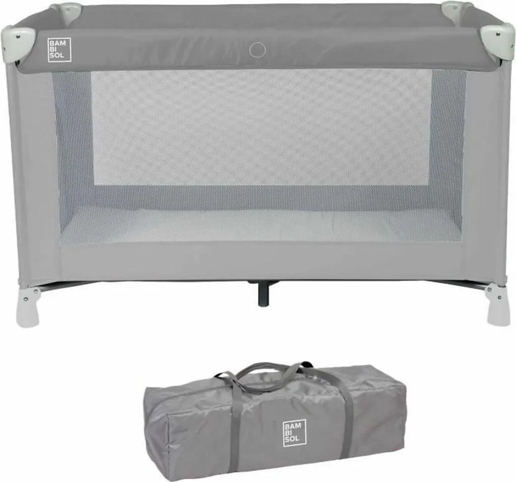 Lit Bébé Voyage Bambisol Gris Idéal pour Vacances et Sorties Famille