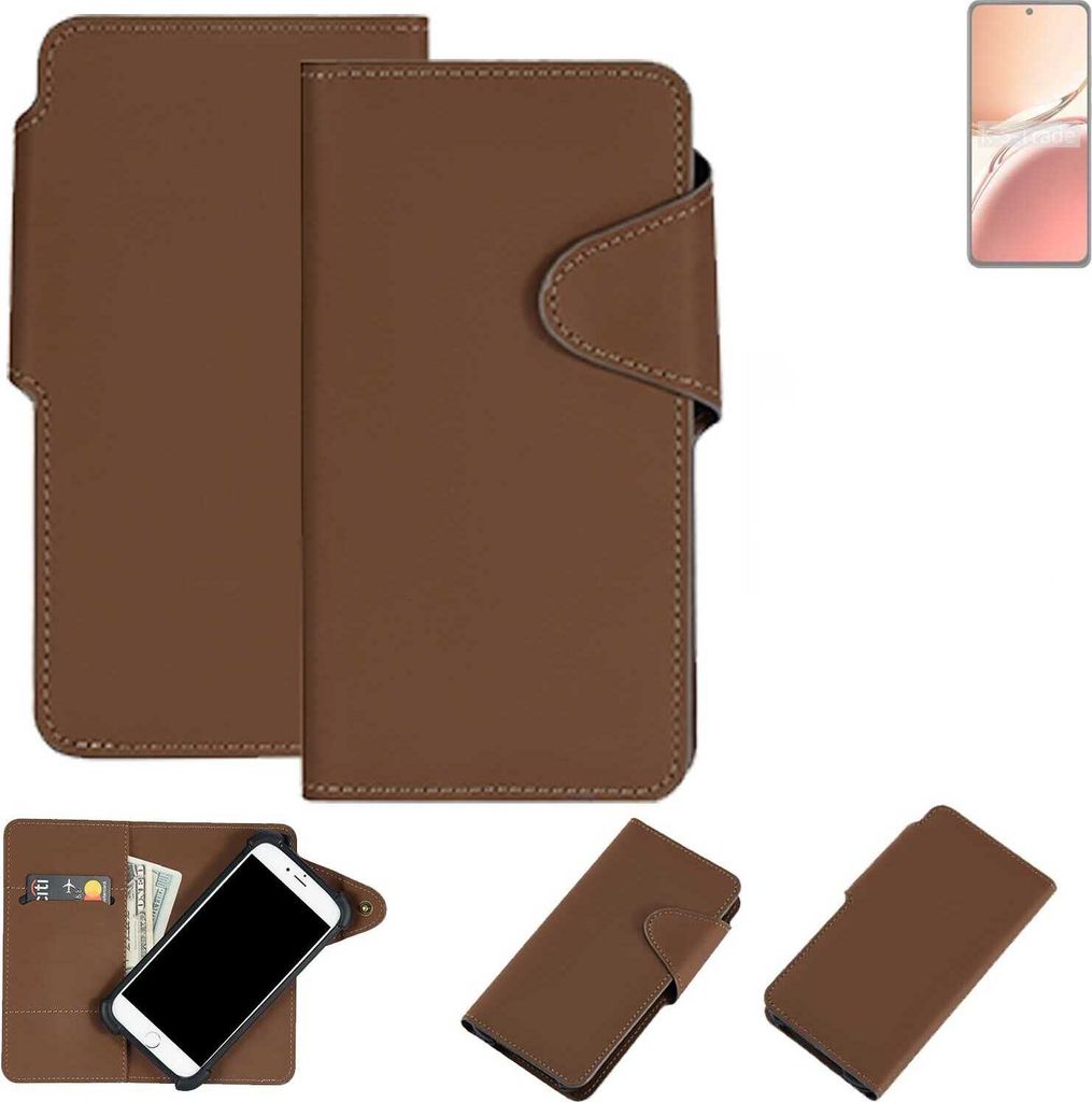 K-S-Trade Schutzhülle Klapphülle Kunstleder kompatibel mit Oppo Reno12 FS 5G braun Handy Hülle Wallet Case