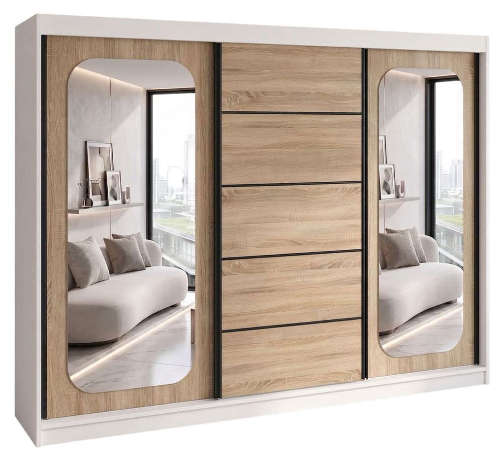 BELANO Schuifdeurkledingkast 200 cm met spiegel – Productafbeelding 