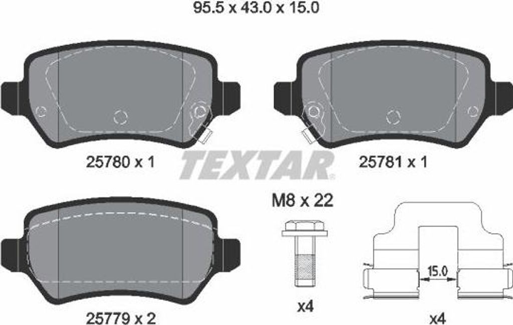 TEXTAR 2578001 Bremsbelagsatz, Scheibenbremse OE 58302A2A30 kompatibel mit Proceed, Ceed