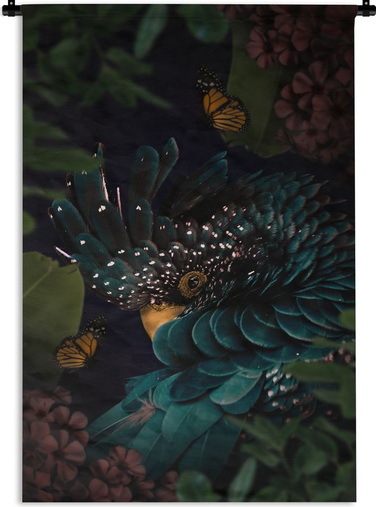 MuchoWow Wandteppich Wandbehang Kakadu - Vogel - Dschungel 60x90 cm Tapisserie Dekoration Wandtuch - Foto-Teppich - Abwaschbar