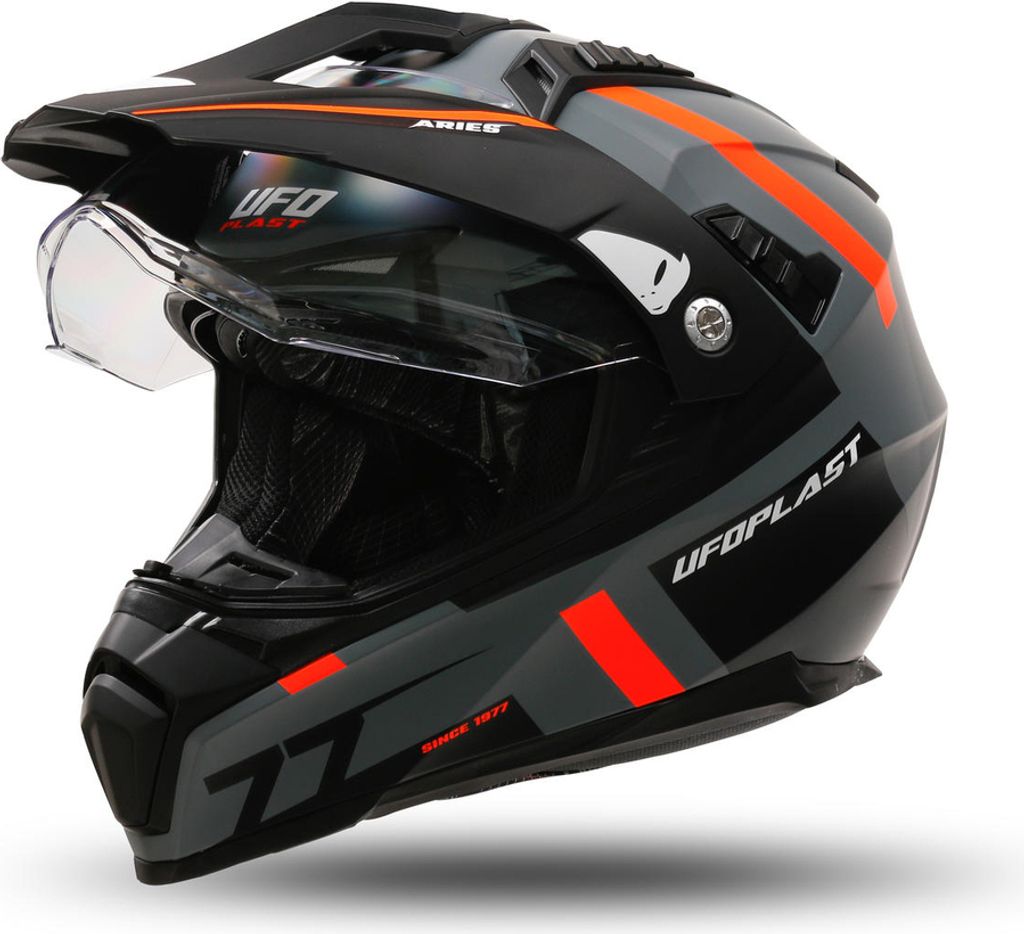 UFO PLAST Endurohelm Aries 2 Helmschale grau / orange Gr. 57 / 58 = M