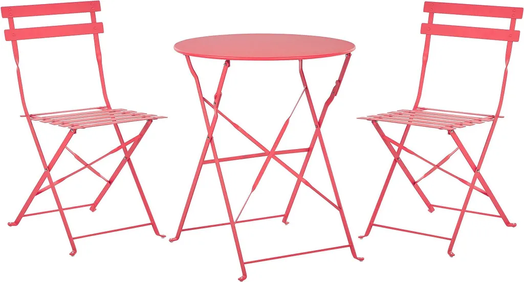 Ensemble table et chaises de jardin pliables en métal rouge Beliani