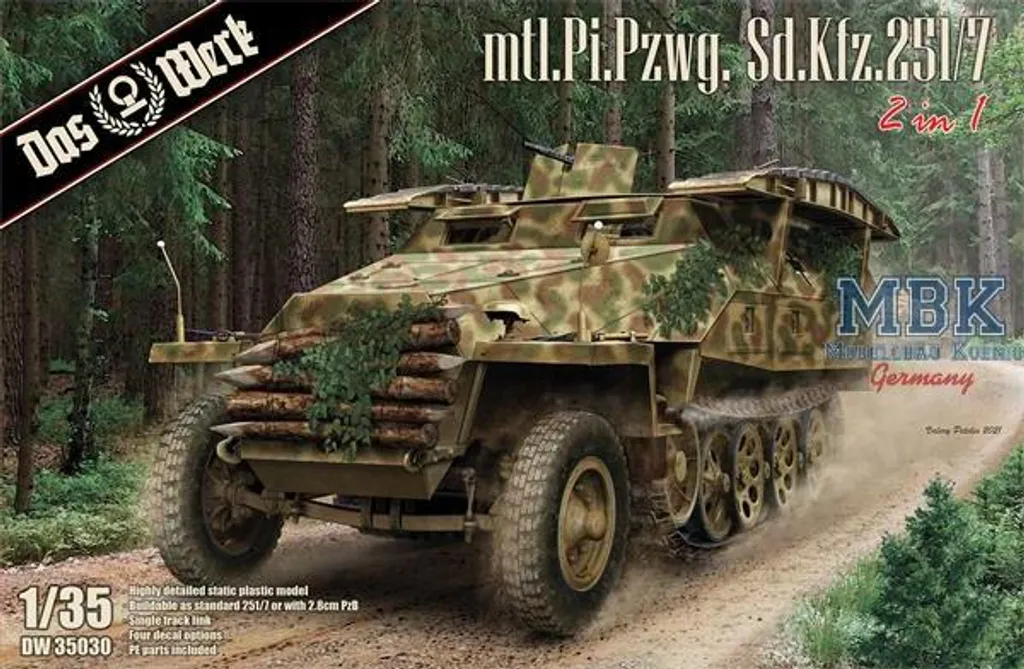 Sd.Kfz.251/7 Ausf.D Das Werk DW35030 Kit 2 en 1 avec Ponts d'Assaut