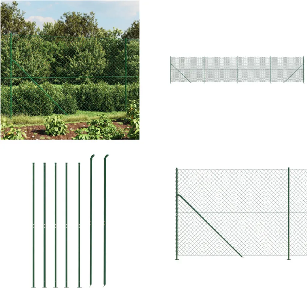 vidaXL Recinzione Maglia Catena Verde 1.4x10m con Flangia