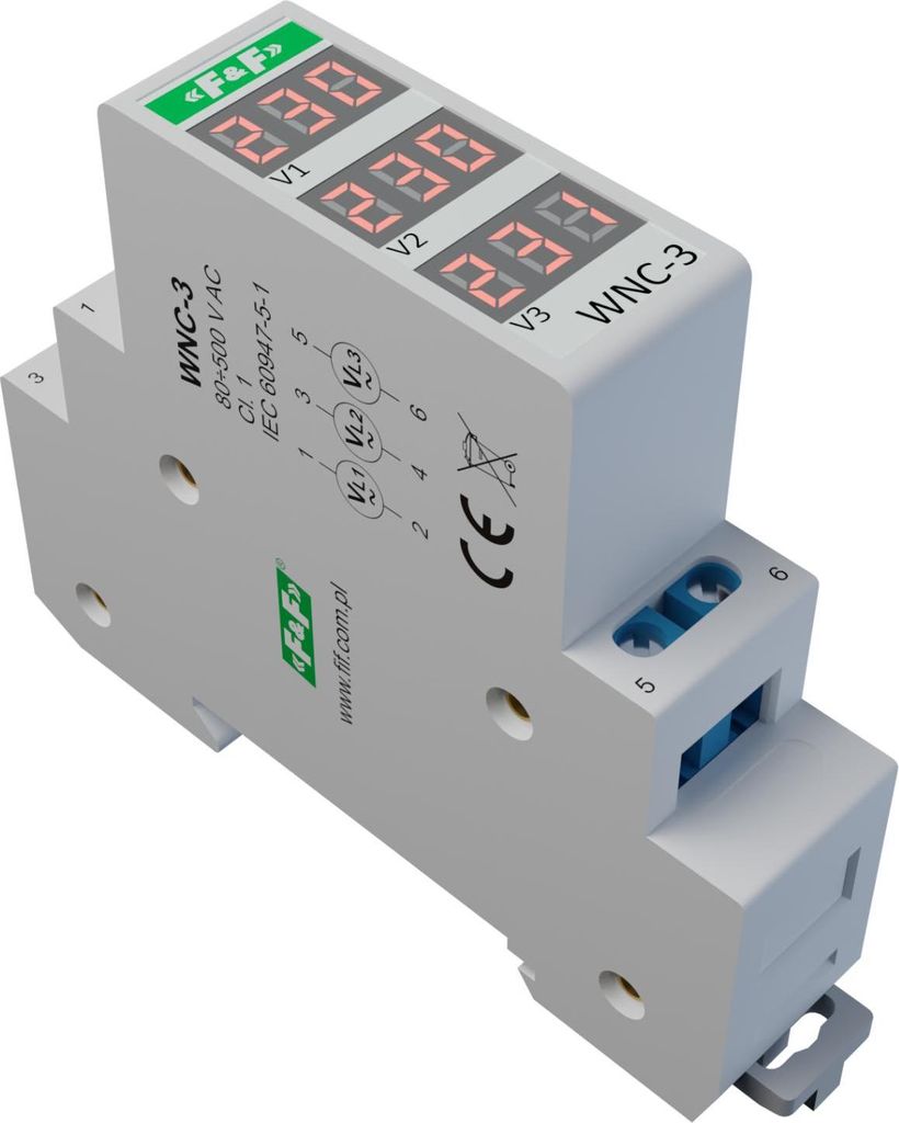 Voltmetro di misura Dreiphasig 80-500V AC Spannung IP20 F&F Immagine del prodotto 