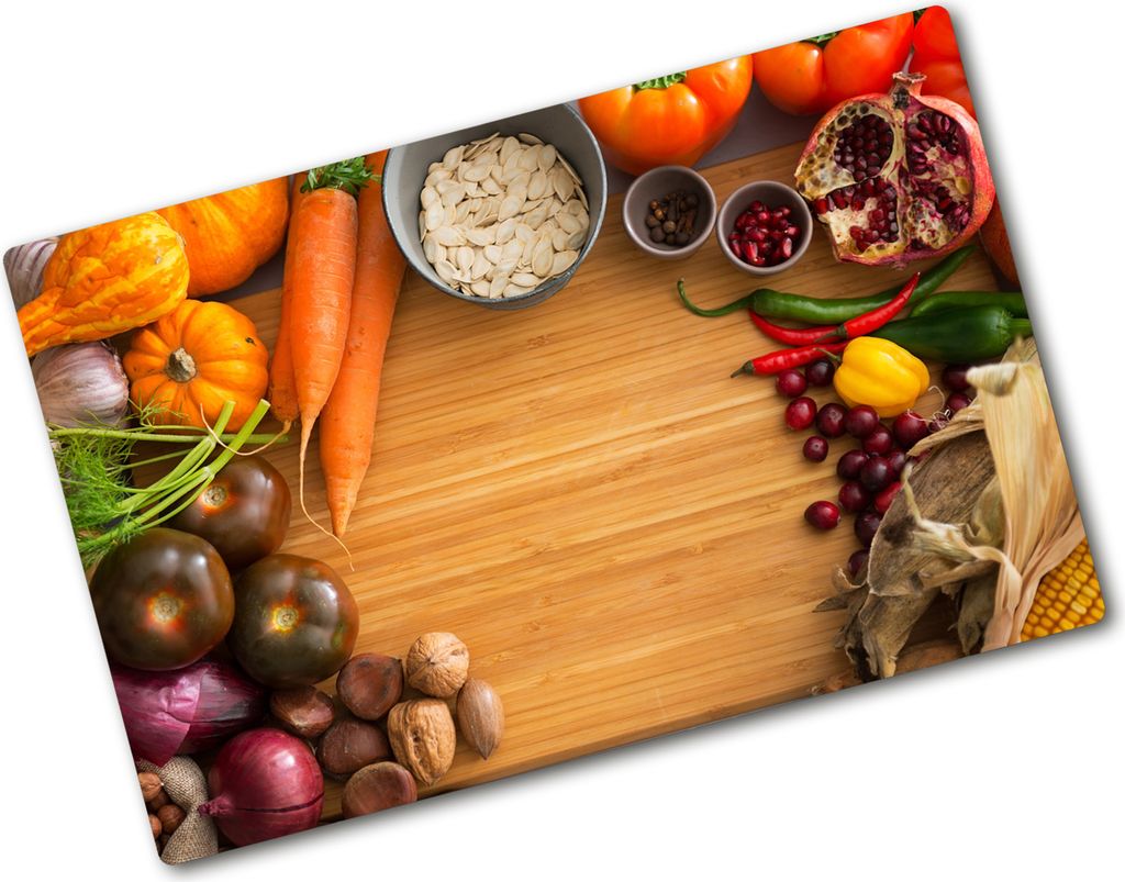Tulup Glas Herdabdeckplatte - 80x52 cm - Glaskeramikkochfeld-Abdeckung Spritzschutz Glasabdeckplatte - Einteilig - Essen & Getränke - Herbstgemüs...