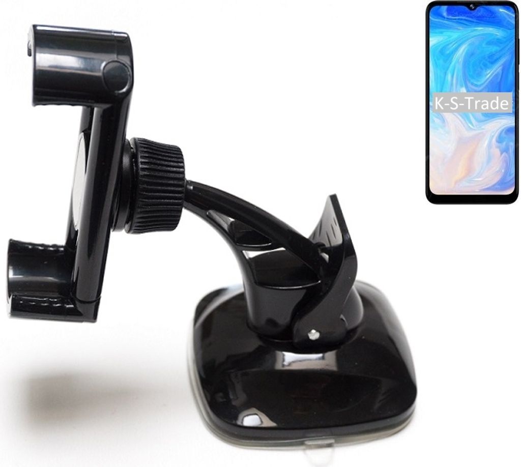 K-S-Trade kompakte Handy-Halterung Windschutzscheibe kompatibel mit Doogee N40 Pro Armaturenbrett schwarz Autohalterung KFZ Halter Scheiben-Halterung