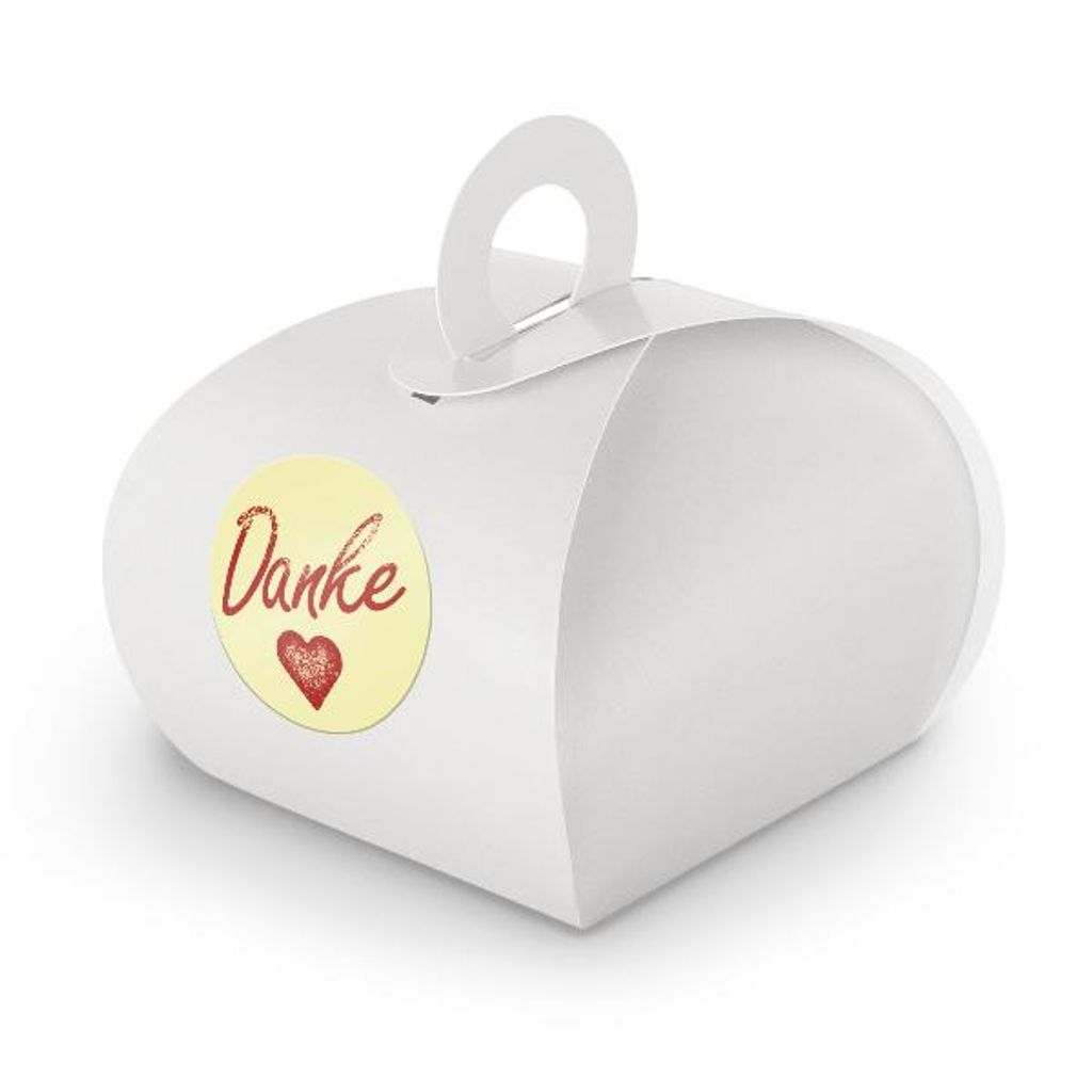 SET DANKE (Motiv1) 24xGeschenkschachtel mit Griff weiß + Sticker