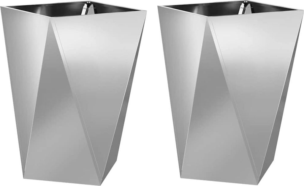 vidaXL Bac à plantes 2 pcs Argent 50 x 50 x 75 cm Acier Image du produit 