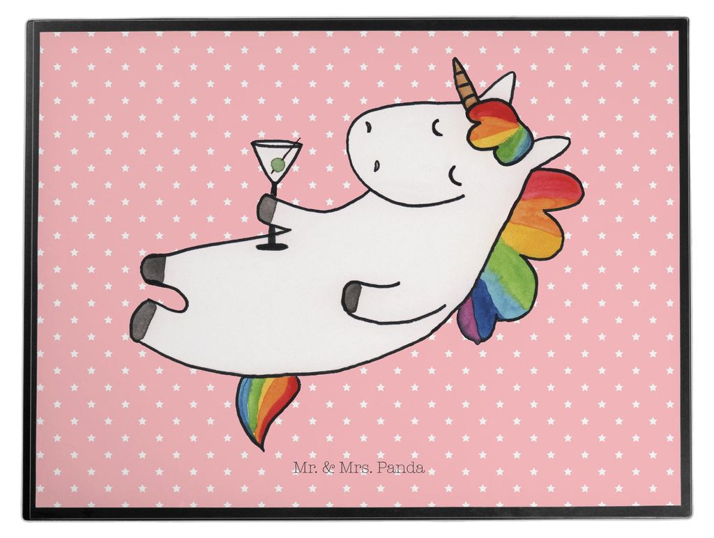 Mr. & Mrs. Panda Schreibunterlage Einhorn Cocktail - Rot Pastell - Geschenk, schreibtischunterlagen, Schreibtischauflage, schreibtischunterlage, ti...