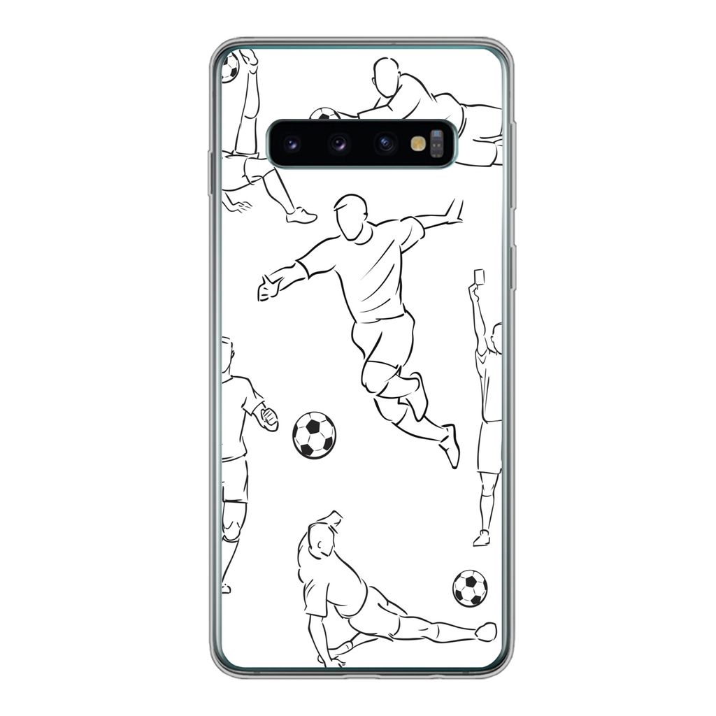 MuchoWow Handyhülle Schutzhülle Hülle für Samsung Galaxy S10 Eine Illustration von Spielern in verschiedenen Positionen - Junge - Mädchen - ...