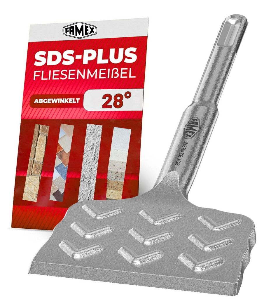 FAMEX SDS-Plus Fliesenmeißel 165 mm, extra breite 75 mm Produktbild 