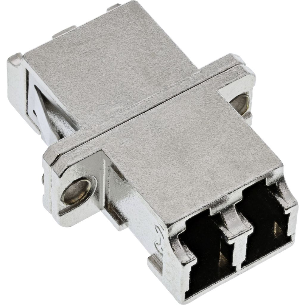 InLine LWL Metall-Kupplung, Duplex LC/LC, singlemode, Keramik-Hülse, zum Einbau, LC, Silber, Einzelmodus, Keramik, Metall, Metall, 12 g