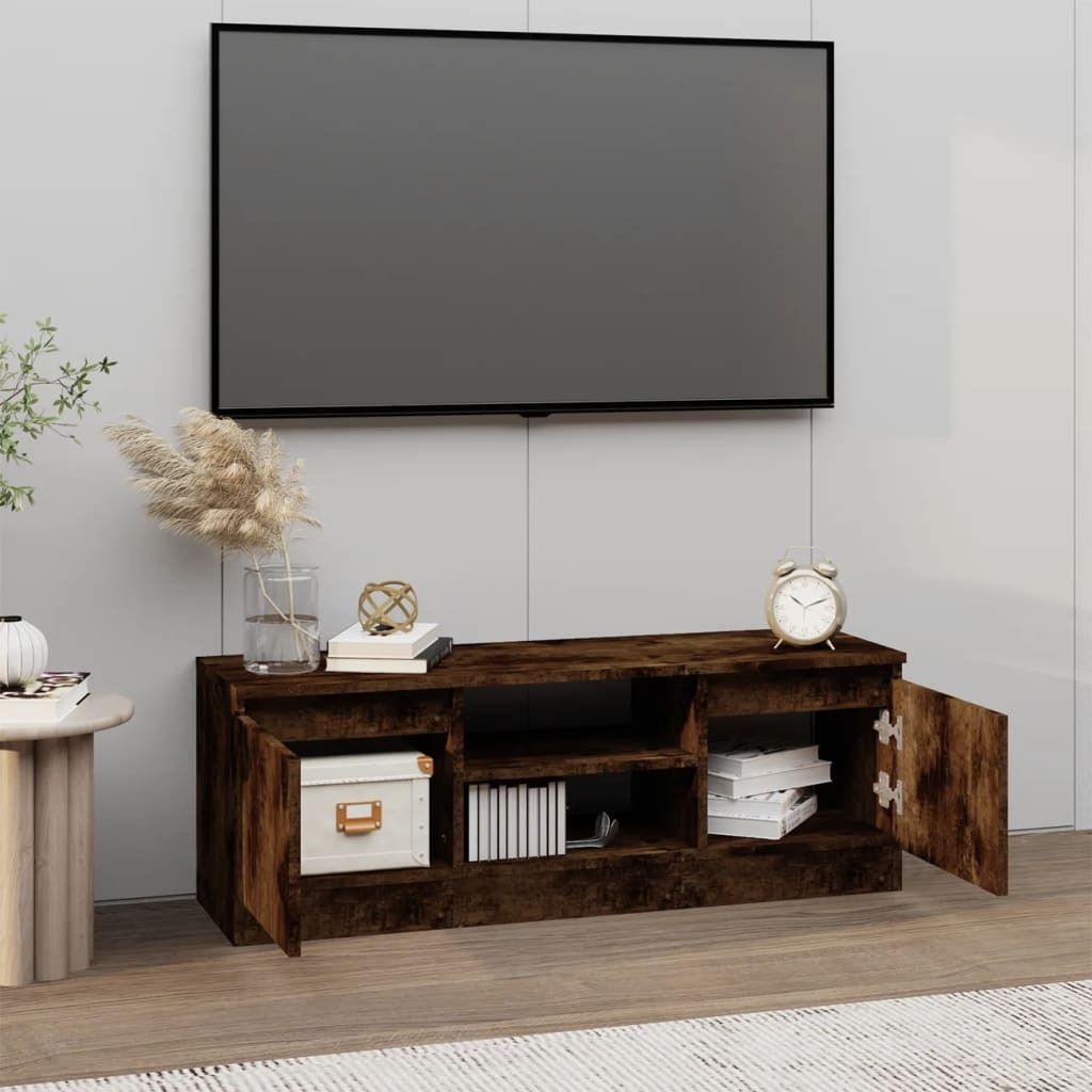 (Angebot 2026)TV-Schrank Industriestil - CLORIS - Fernsehenschrank - mit Tür Räuchereiche 102x30x36 cm - NeuMöbel3233986