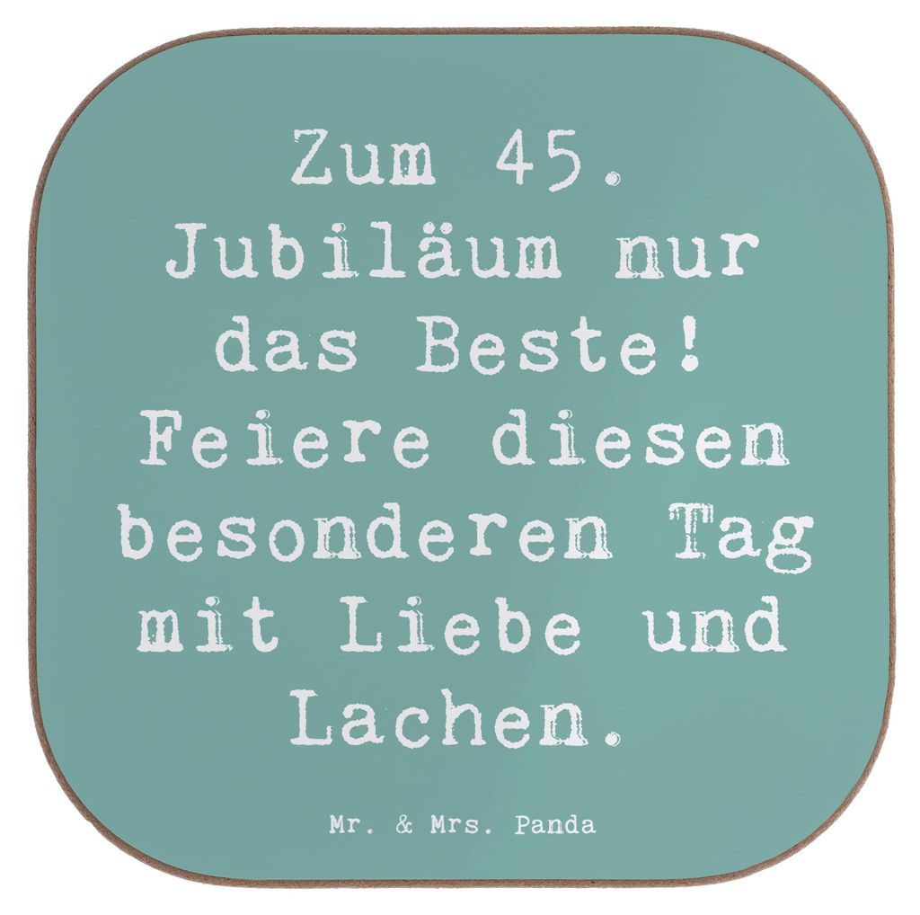Mr. & Mrs. Panda Untersetzer Glas Spruch 45. Geburtstag Feiern - Meeresbrise - Geschenk, Freude, Coaster, Meilenstein, Geburtstagsgeschenk, einziga...