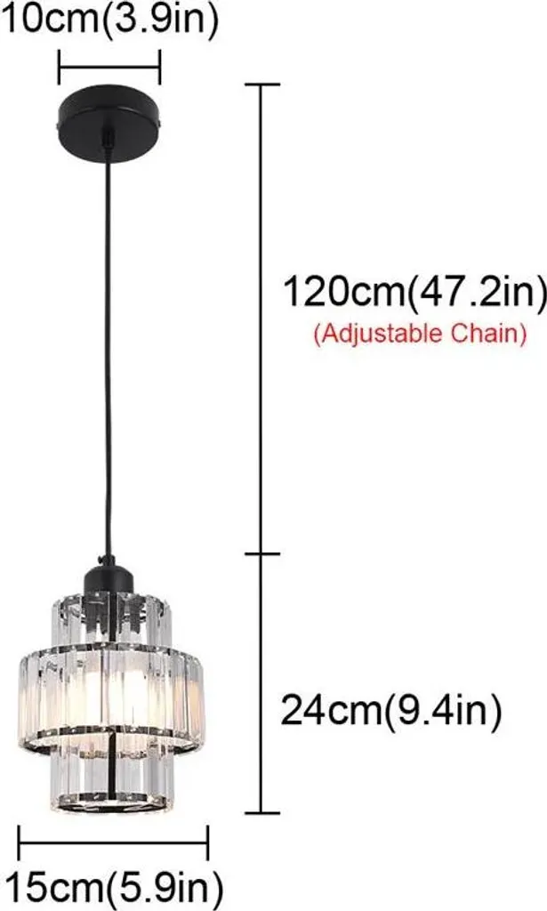 Lampada a sospensione, design moderno in cristallo, adatta a vari ambienti, 1 testa nera A, bianco caldo