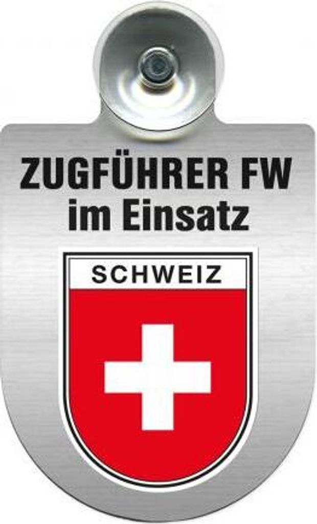 Einsatzschild mit Saugnapf - Zugführer im Einsatz - incl. Regionenwappen nach Wahl 309749 Color - Region Schweiz