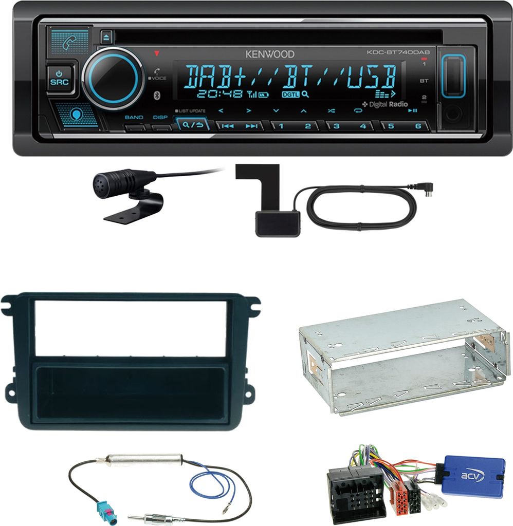 Kenwood KDC-BT740DAB Digitalradio Einbauset für Beetle Jetta Sharan Tiguan T5