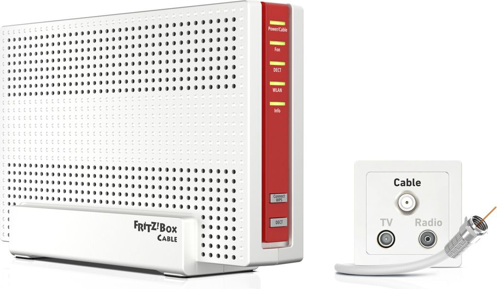 AVM Fritz!Box 6591 Cable WLAN AC + N Router (DOCSIS-3.1-Kabelmodem, Dual-WLAN Ac+N (MU-MIMO) mit 1733 (5 GHz) + 800 Mbit/S (2, 4 GHz), VoIP-Telefon...