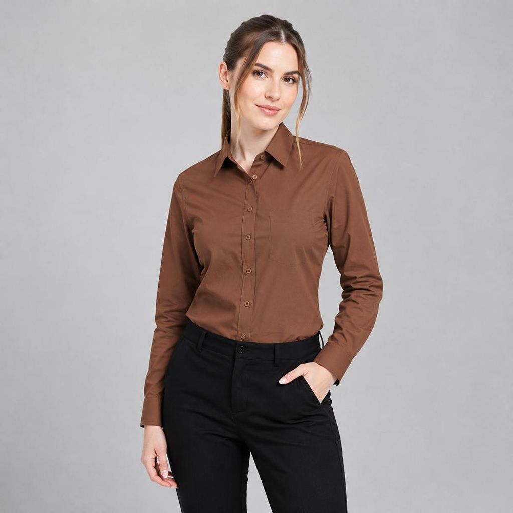 Damen Bluse langarm, toffee, Gr. 46 : 46 : toffee : 60% Produktbild 