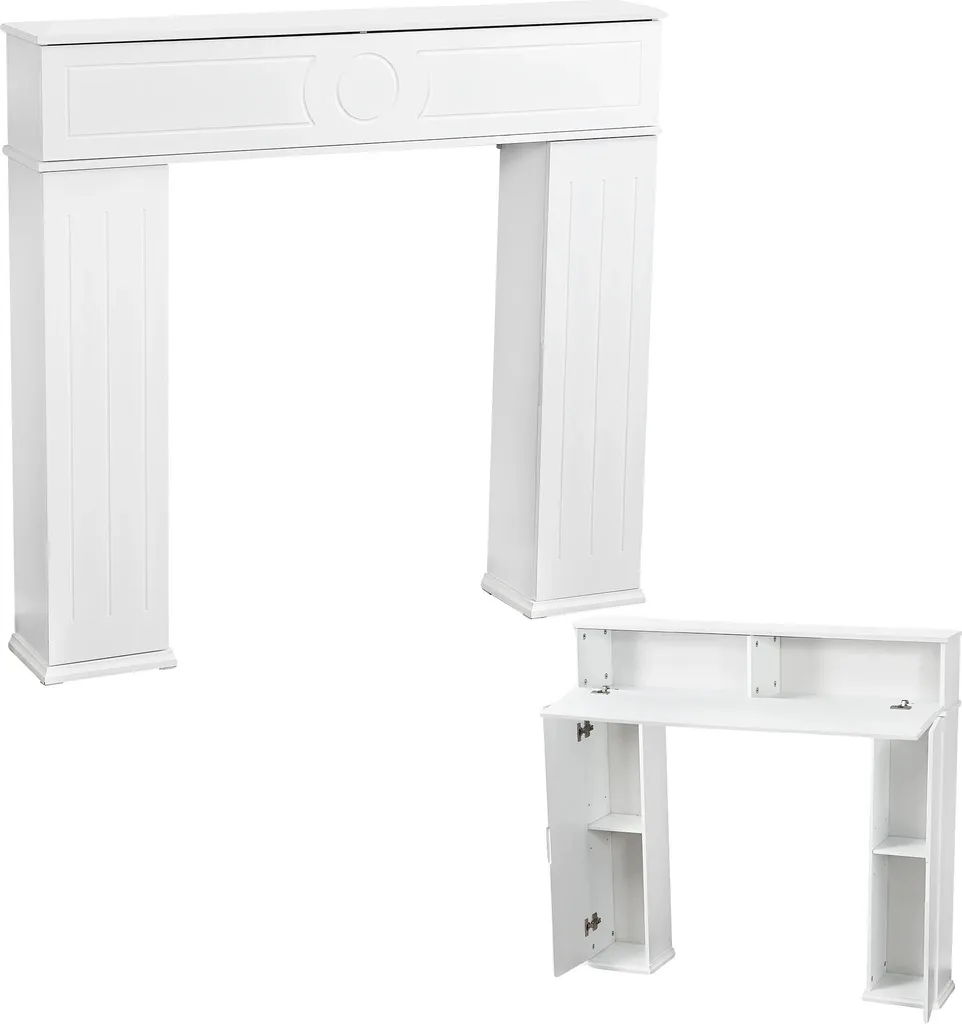 Meuble de rangement style cheminée bois blanc déco vintage élégante