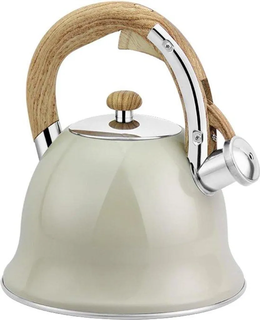 Bouilloire à hydrogène 3L beige avec poignée bois de style rétro