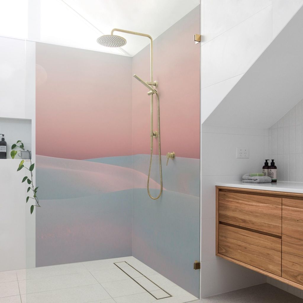 Duschrückwand originell selbstklebend - 0.61 mm Wandpaneel wasserfest Design pastell Abstrakt Badrückwand fugenlos Premium matt 100x210 cm