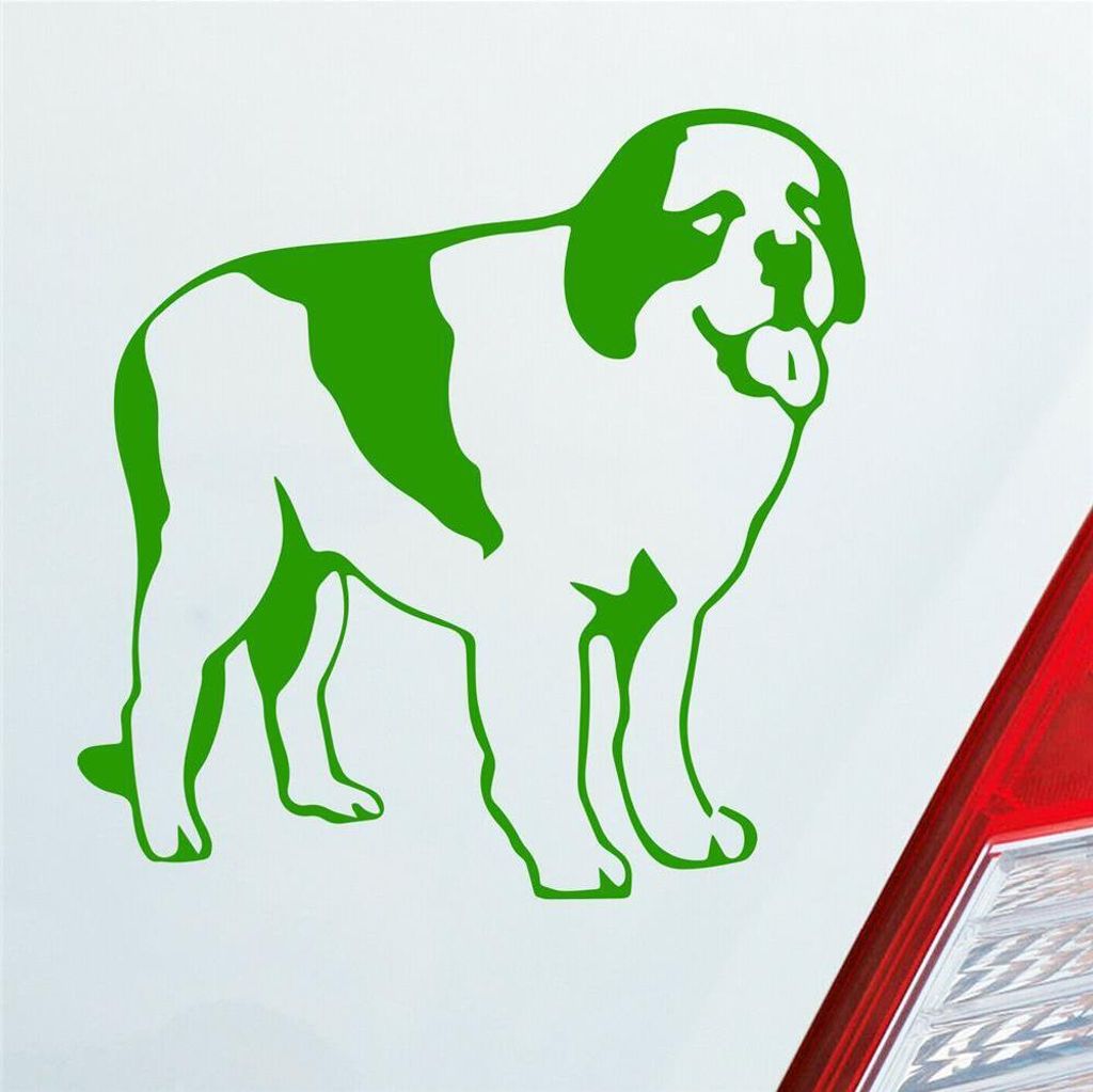 Auto Aufkleber Bernhardiner Dog Tier Hund 10x10 cm Hellgrün Sticker Heckscheibenaufkleber