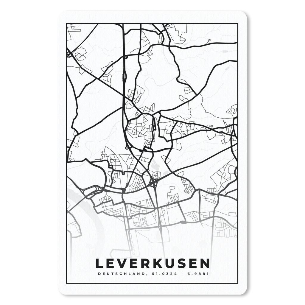 MuchoWow Mauspad Mousepad Karte - Leverkusen - Karte - Stadtplan 40x60 cm - Mousepads - Maus Mat - Pad - Mausunterlage - Schreibtisch Accesoire