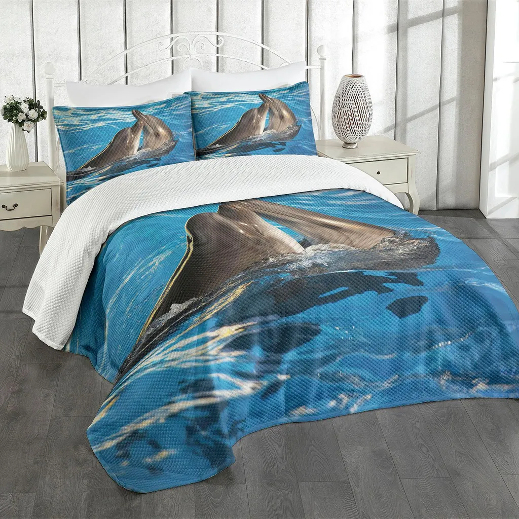ABAKUHAUS Animali marini Tessuto a Metraggio, Reticolo subacqueo Pesce, Tessuto a Maglia Elasticizzato per Abbigliamento, 1 m, Blu e grigio
