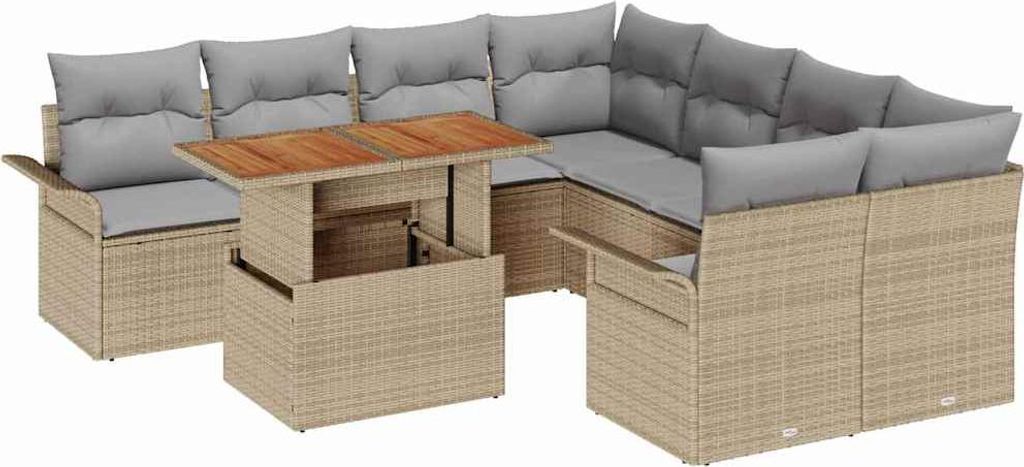 vidaXL Garten-Sofa-Set mit Kissen Beige und Hellgrau