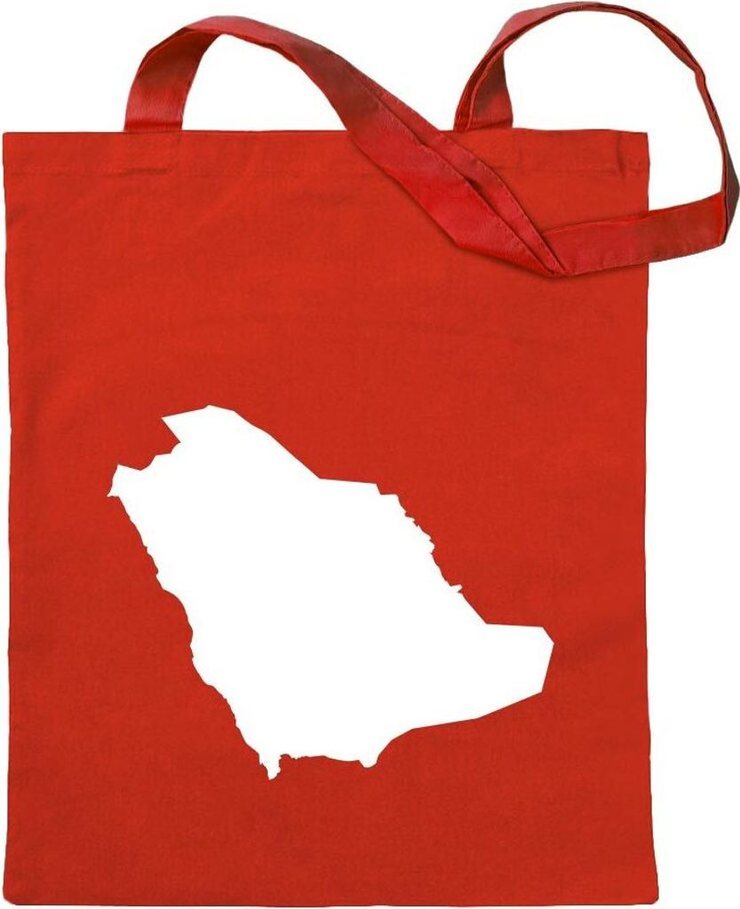 Kiwistar - Baumwolltasche - rot - Saudi-Arabien Umriss Kontur - Tragetasche Stoffbeutel Umhängetasche Langer Henkel