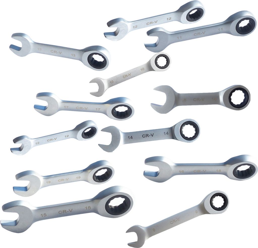 12tlg. KURZE Ringmaul Ratschenschlüssel feinverzahnt 72 Zähne CRV Ringmaulschlüssel Ratsche SW 8mm 9mm 10mm 11mm 12mm 13mm 14mm 15mm 16mm 17mm 1...