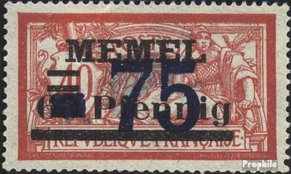 Briefmarken Memelgebiet 1922 Mi 49 mit Falz Aushilfsausgabe