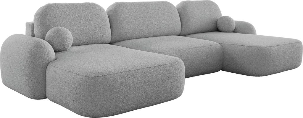 BEDANTE WOHNLANDSCHAFT MOLLY U TERRA FROTTE 05 Grau mit Schlaffunktion U-Form Sofa mit Stauraum Bettkasten Wohnzimmersofa Couch Sofa Bettsofa Bettk...