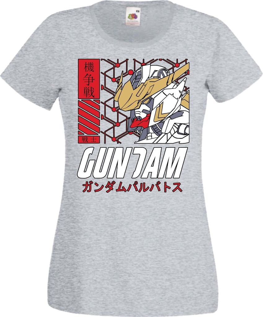Damen T-Shirt Anime Manga Mobile Suit Gundam, Lady M / Grau