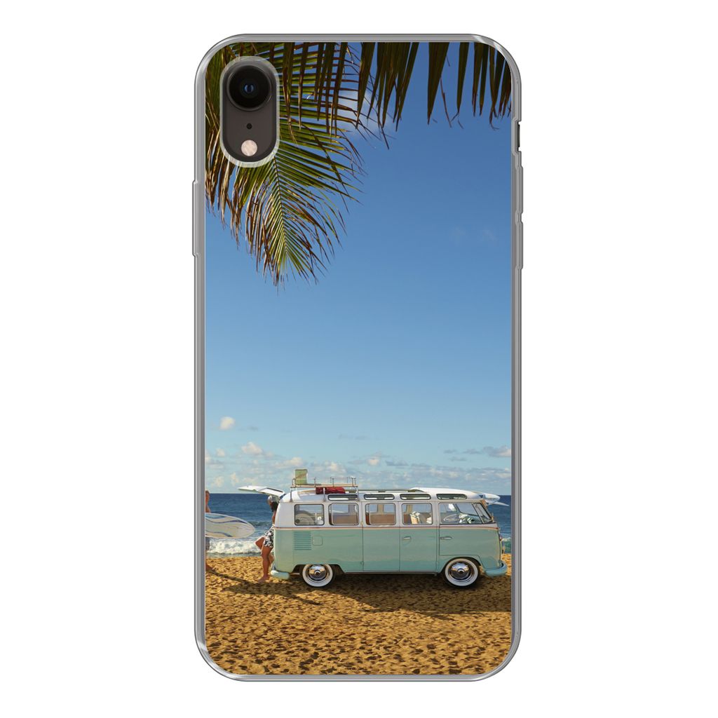 MuchoWow Handyhülle Schutzhülle Hülle für iPhone XR Strand - Bus - Surfen Silikon Softcase Handy Hülle - Schutzdeckel