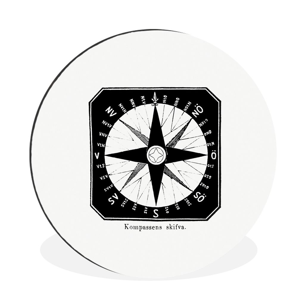 MuchoWow Aluminium Wandkreis Kompass - Windrose - Vintage Ø 90 cm Wanddeko Modern Wohnzimmer - Mauerkreis - Wandbilder - Runde Bild - Bild aus A...
