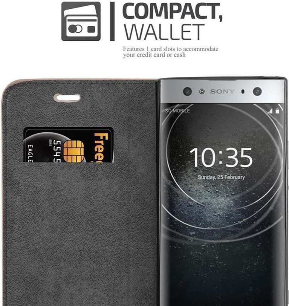 Cofanetto Custodia A Libro In Pelle Ottica Per Sony Xperia XA2 Ultra – Antracite – Con Tasche E Chiusura Magnetica