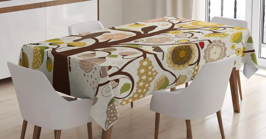 ABAKUHAUS Tovaglia Botanica 140x240 cm Cioccolato e Giallo Scuro