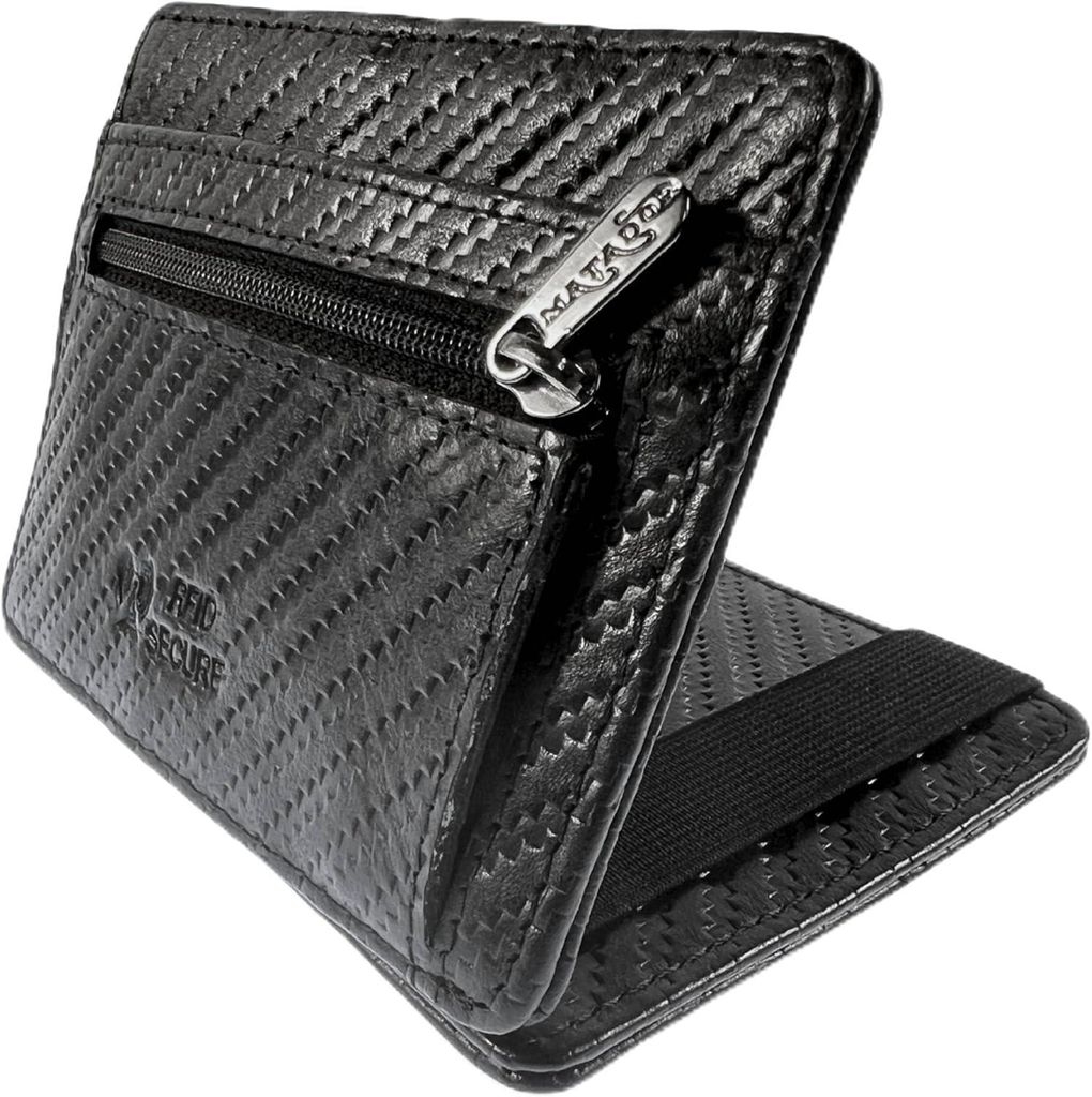 Slim Wallet Mit Münzfach Leder Mini Geldbörse mit edler Geschenk Box, Elegantes Kreditkartenetui mit RFID Blocker, Luxus Geldbeute mit vielen Fä...
