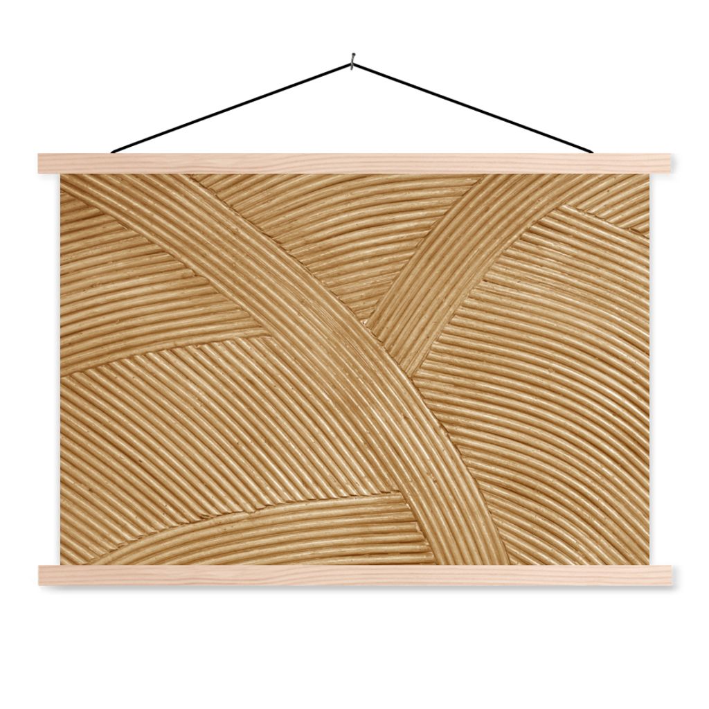 MuchoWow Textilposter Struktur - Natur - Kunst - Rattan 120x80 cm mit holzfarbenen Rahmen - Aufhängeset