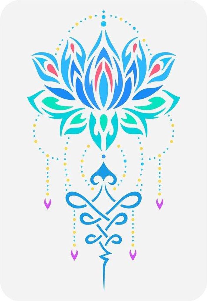 Blumenmuster Stencil 21 x 29.7cm - Wiederholbarer Mandala-Tattoo-Entwurf - DIY-Kunst Blumenstencil für Wandmalerei auf Holz, Stoff, Leinwand, Möbel