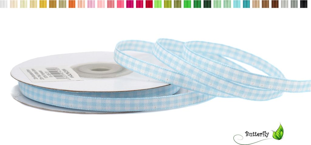 Karoband 6mm, 20 Meter, Farbauswahl:hellblau 311 / babyblau Produktbild 