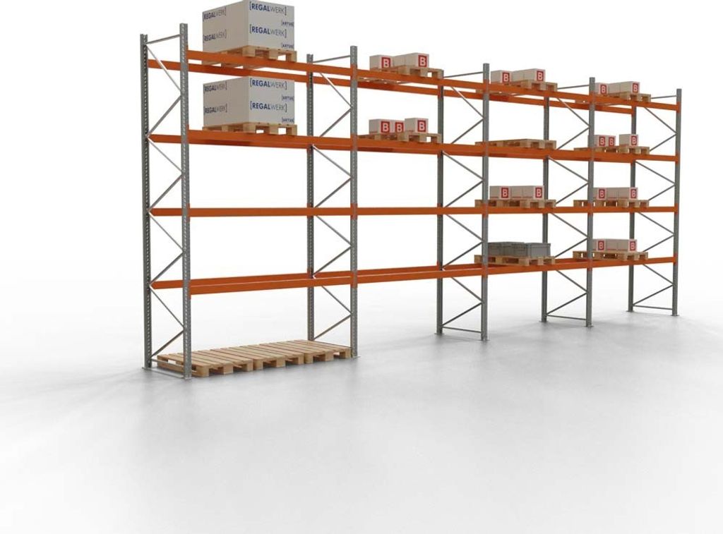Palettenregal TAURUS | Extra-Tall | HxBxT 450x1123x110cm | Fachlast 2000kg | 4 Ebenen