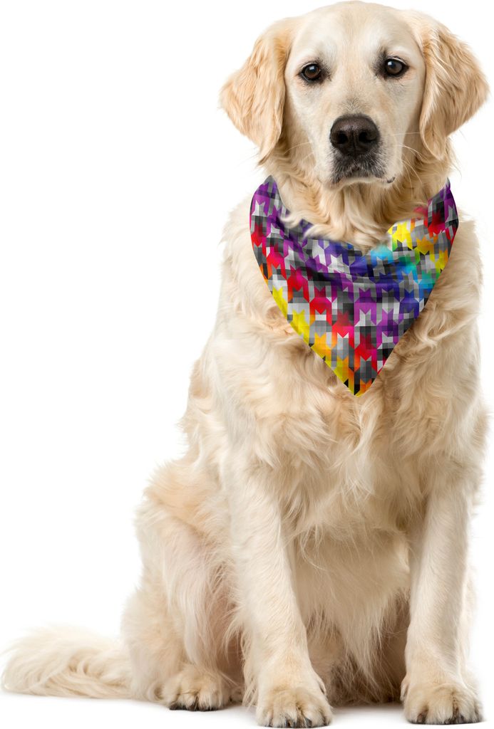 ABAKUHAUS Bunt Haustier Bandana, Diagonal Houndstooth, 40x40 cm, Mehrfarbig