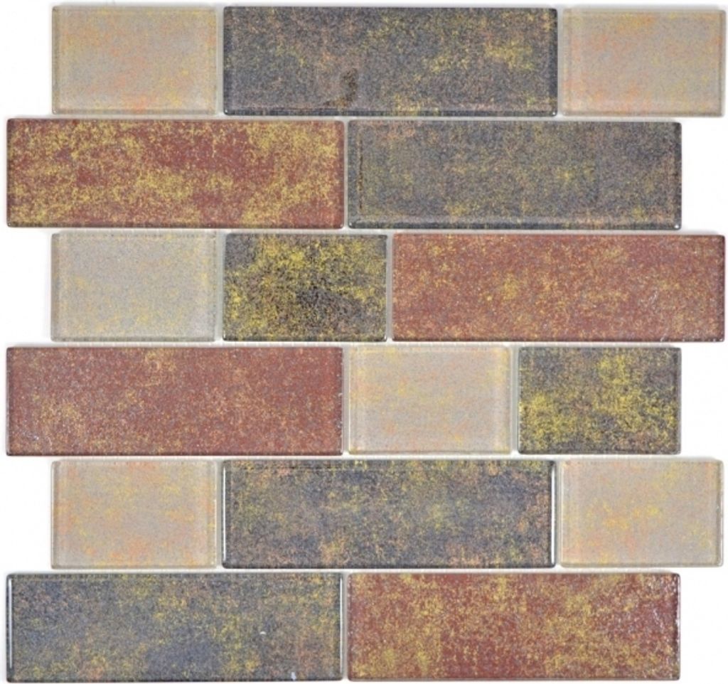 Mosaikfliese Transluzent braun Mauerverbund Rusty Brown MOS68-1379L_f | 10 Mosaikmatten