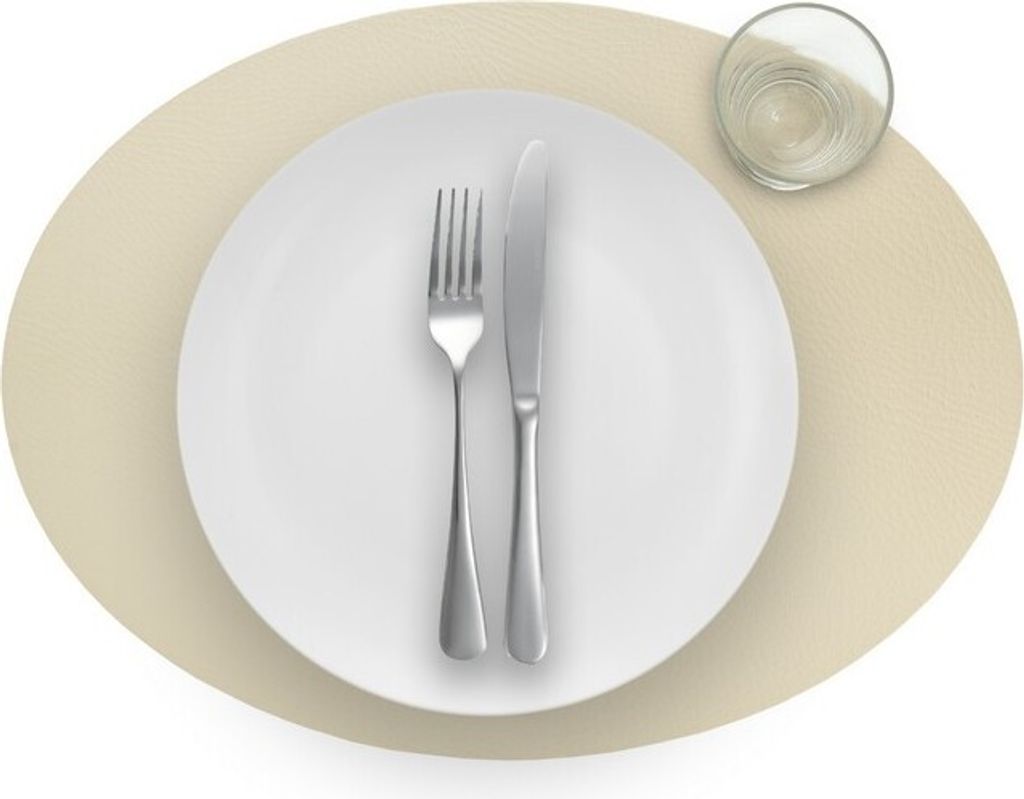 Tischset Oval - Recyceltes Leder - 28,5 x 43,5 cm - 4 Stück - Cookie