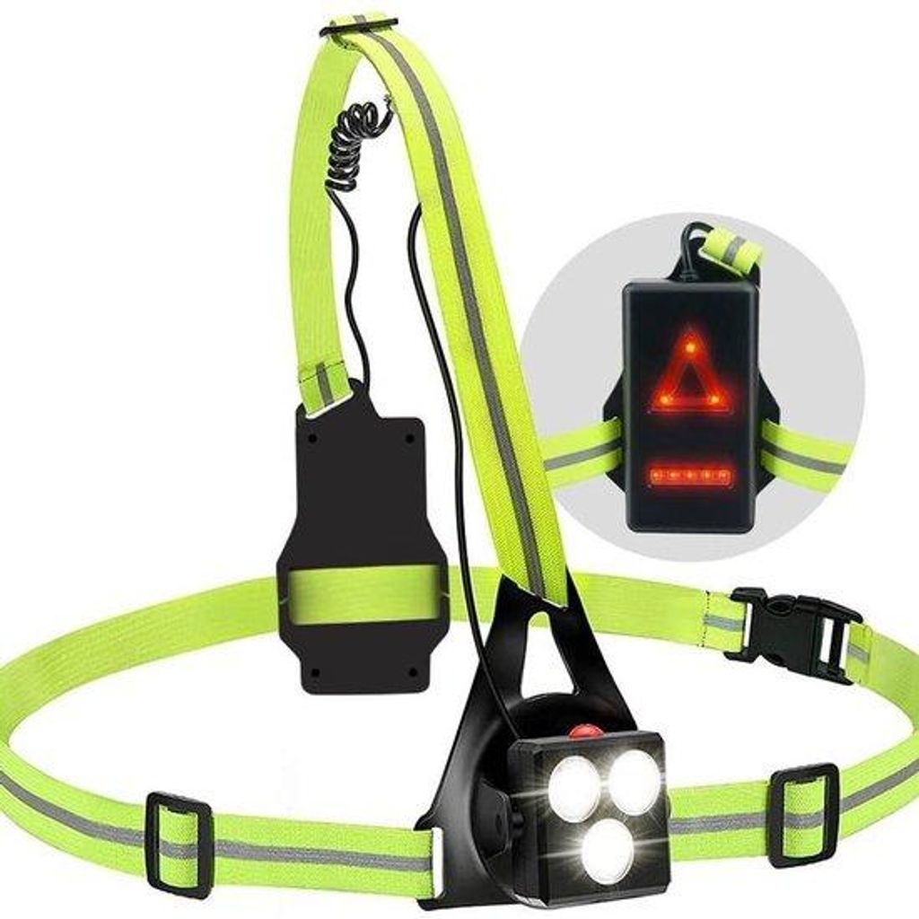 LED-Laufscheinwerfer mit reflektierendem Sicherheitswesten, USB-ladbarer Brustscheinwerfer, Fahrradscheinwerfer, Wander- und Camping-Scheinwerfer, ...